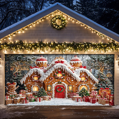 Christmas Garage Door Banner Decoration - Enchanted Gingerbread Wonderland