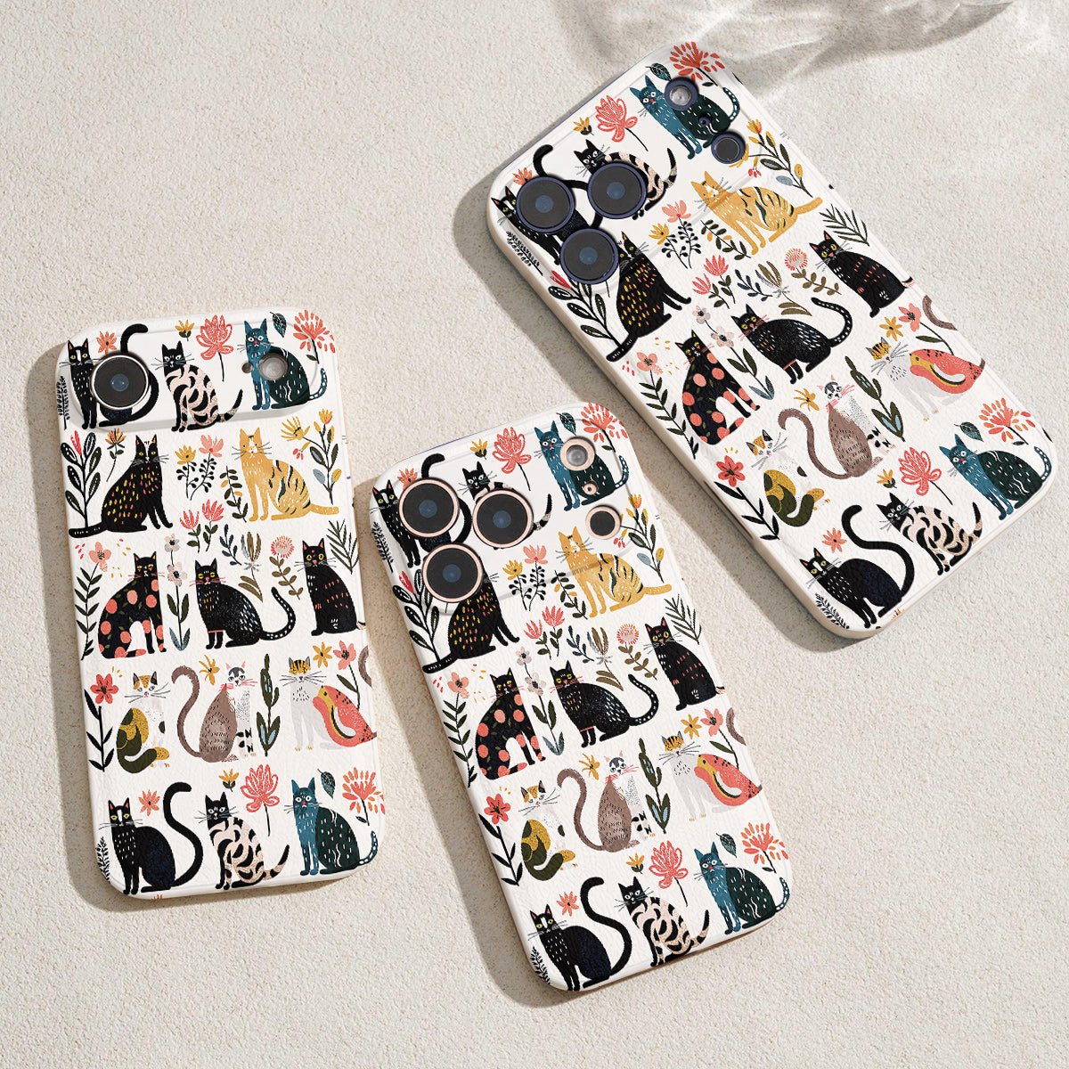 Cat Leather Phone Case Botanical Cat Bliss