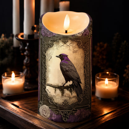 Gothic LED Candle Violet Raven