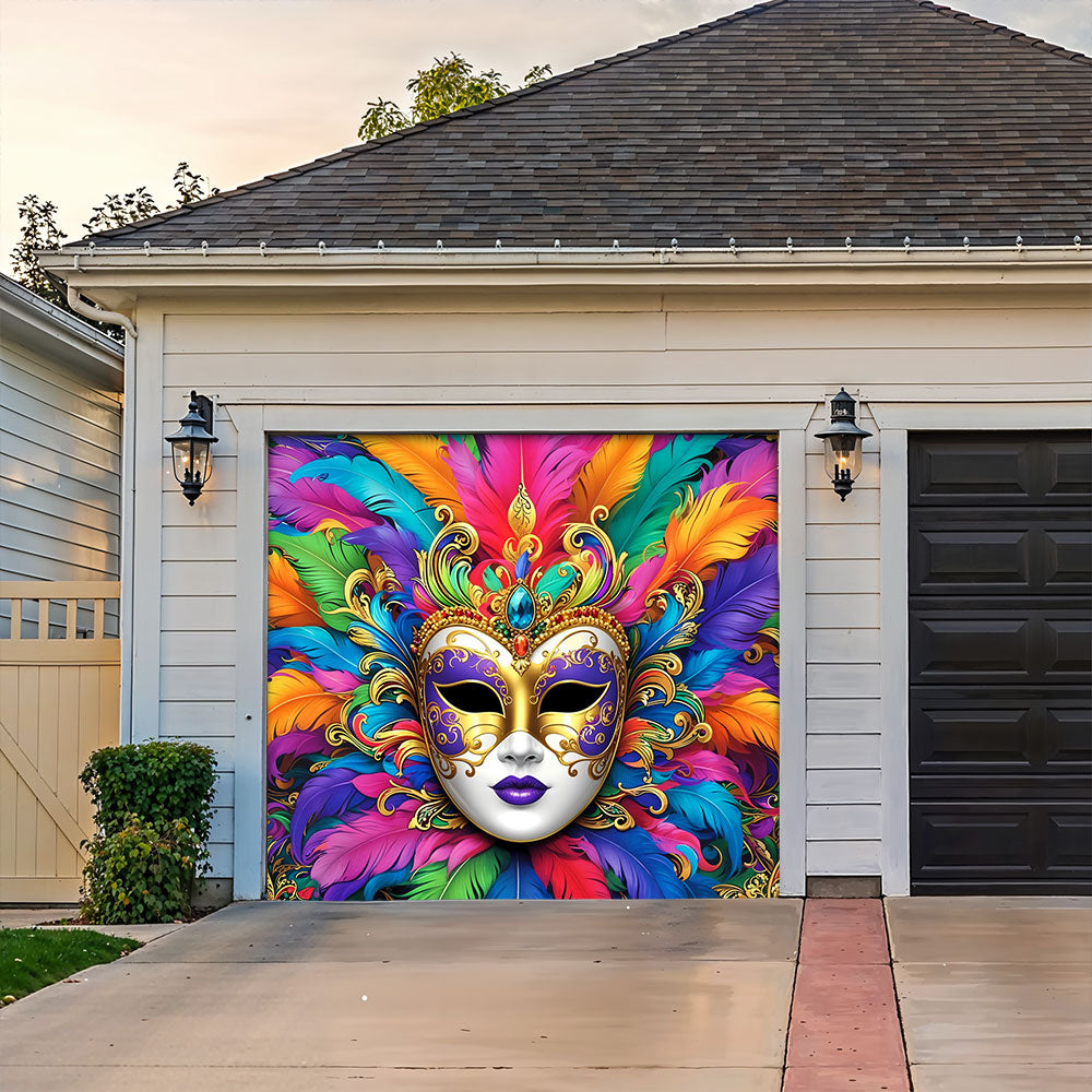 Mardi Gras Garage Door Banner Decoration - Radiant Carnival Queen