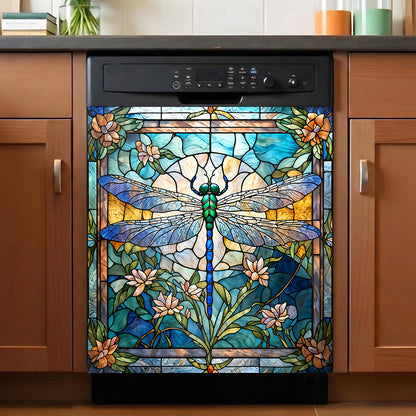 Dragonfly Magnetic Dishwasher Cover Dragonfly Grace In Stained Glass