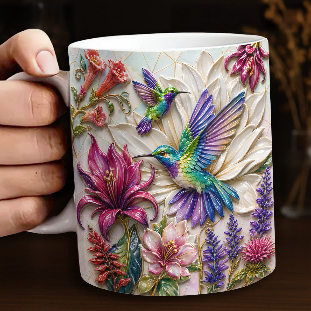 Hummingbird Ceramic Mug Hummingbird Garden Bloom Harmony