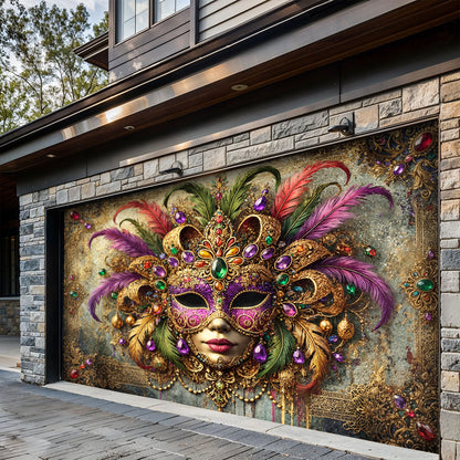 Mardi Gras Garage Door Banner Decoration - Queen of Carnival Radiance