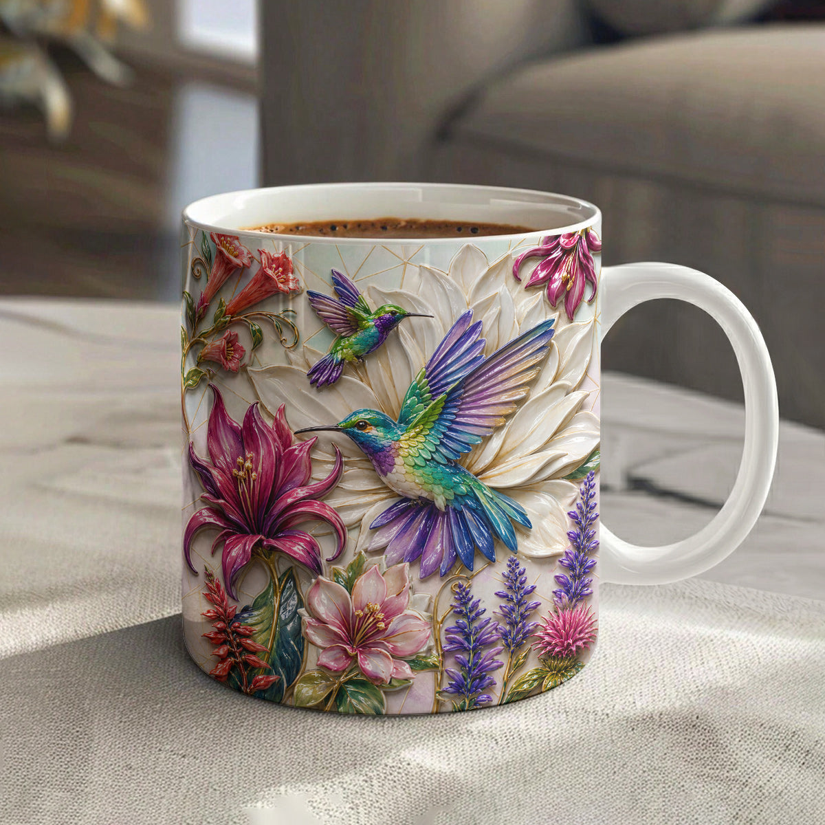 Hummingbird Ceramic Mug Hummingbird Garden Bloom Harmony