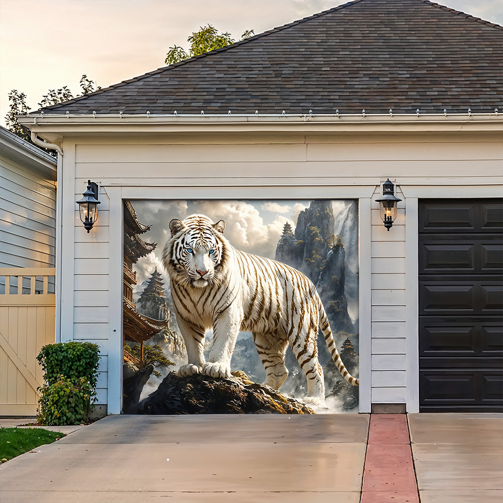 Garage Door Banner Decoration - White Tiger of the Sacred Mountains
