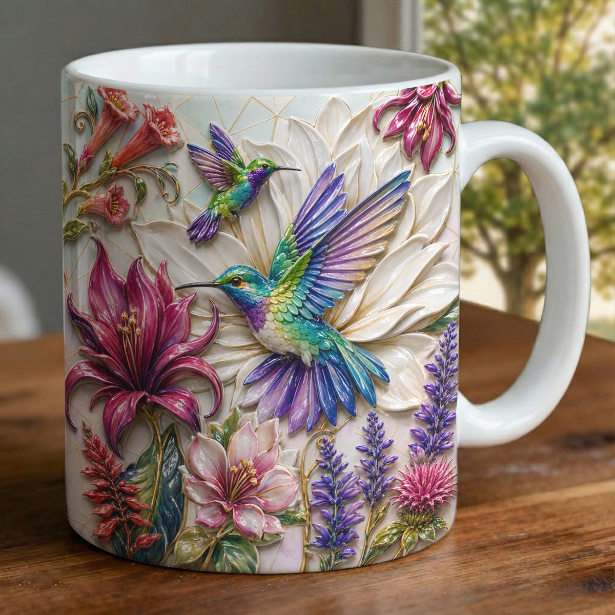 Hummingbird Ceramic Mug Hummingbird Garden Bloom Harmony