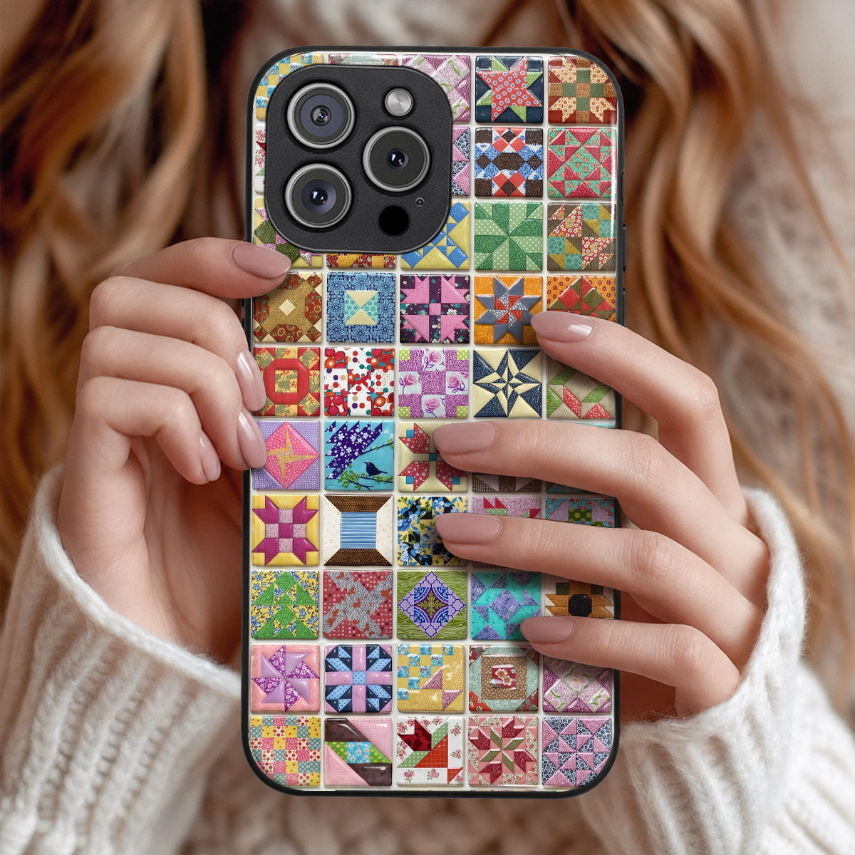 Sewing Lover Phone Case Patchwork Quilt Blocks Garden