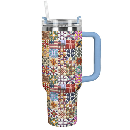Sewing Lover 40 oz Tumbler Quilt Blocks