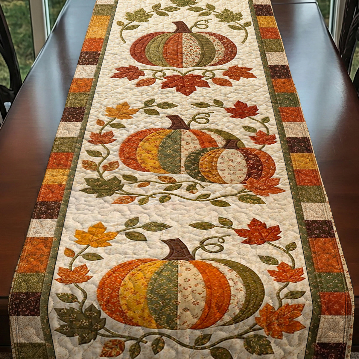 Patchwork Pumpkins of Fall Quilted Table Runner