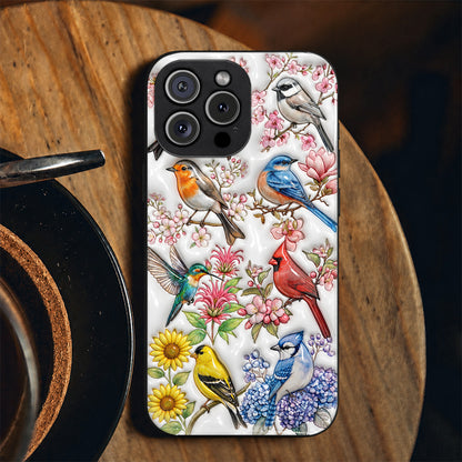 Bird Lovers Phone Case Puffy Spring Birds Blossom Garden