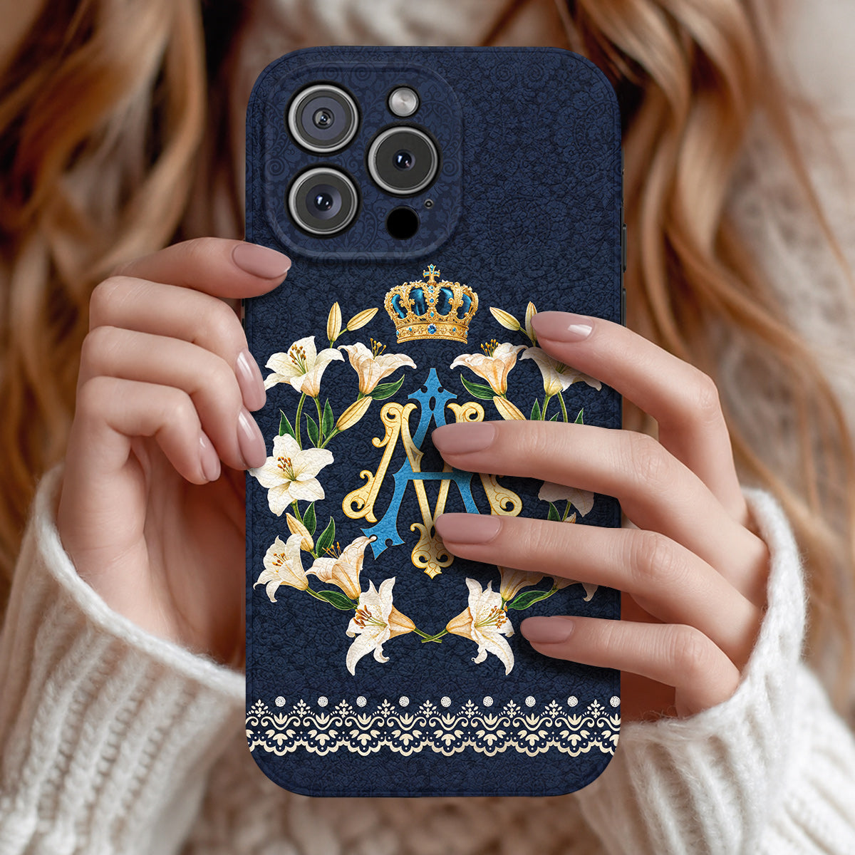 Mary Leather Phone Case Crown Of Grace