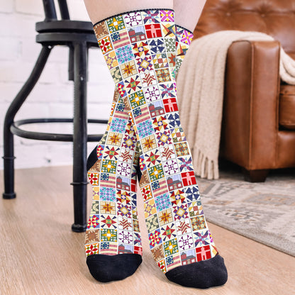 Sewing Lover Crew Socks Quilt Blocks