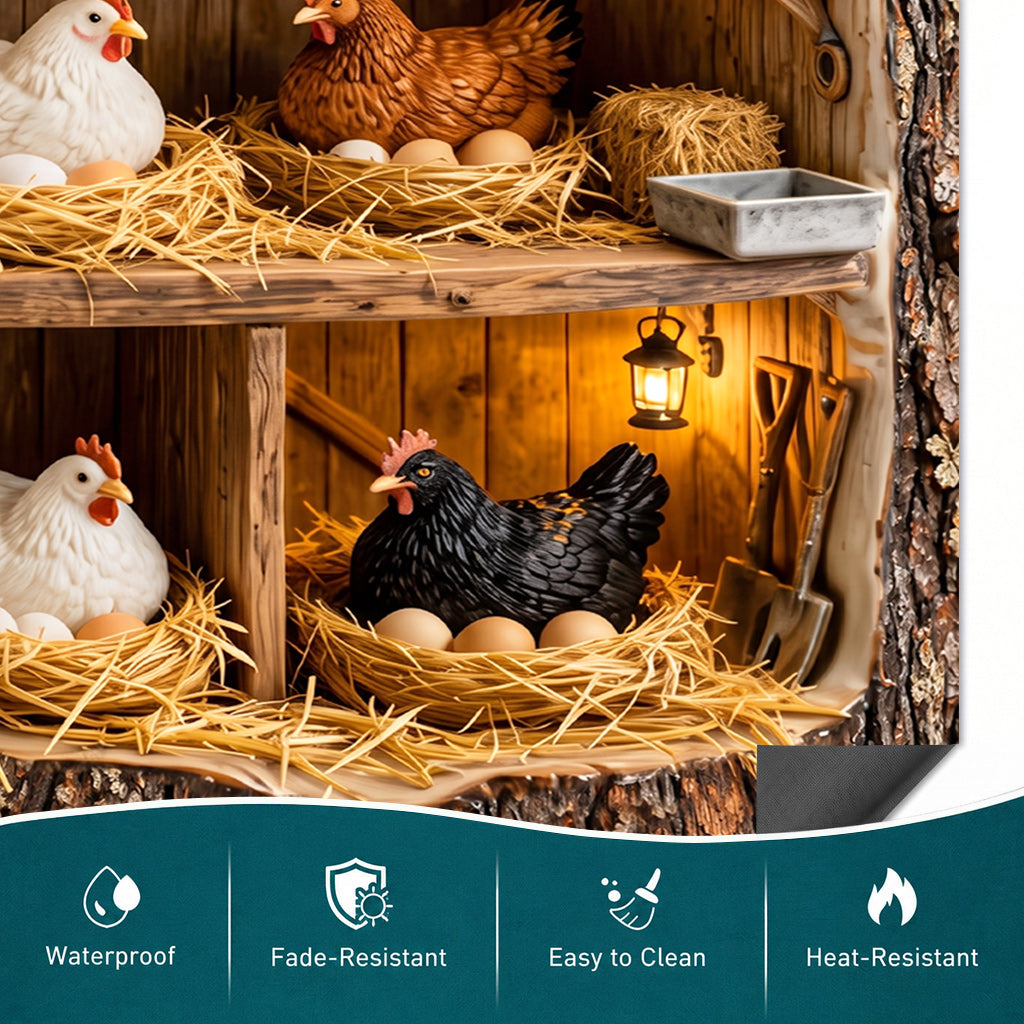 Chicken Magnetic Dishwasher Personalized Cover Rustic Chicken Coop & Nesting Hens