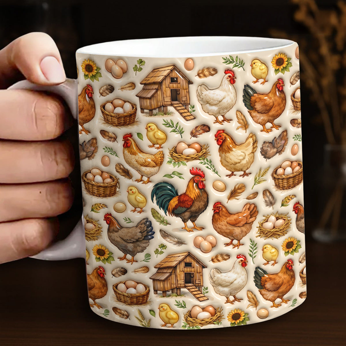 Chicken Ceramic Mug Farmhouse Chicken Harvest