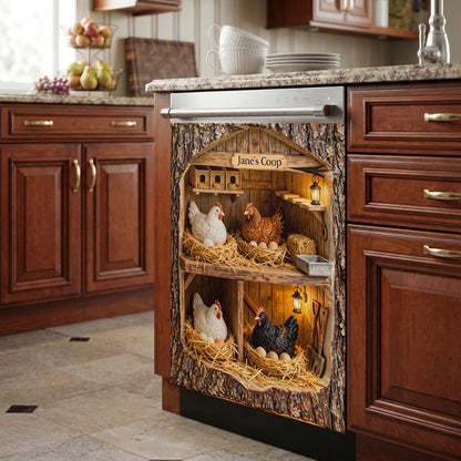 Chicken Magnetic Dishwasher Personalized Cover Rustic Chicken Coop & Nesting Hens