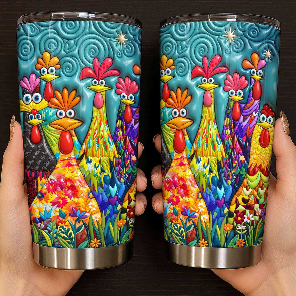 Chicken 20 oz Tumbler Colorful Chicken Garden