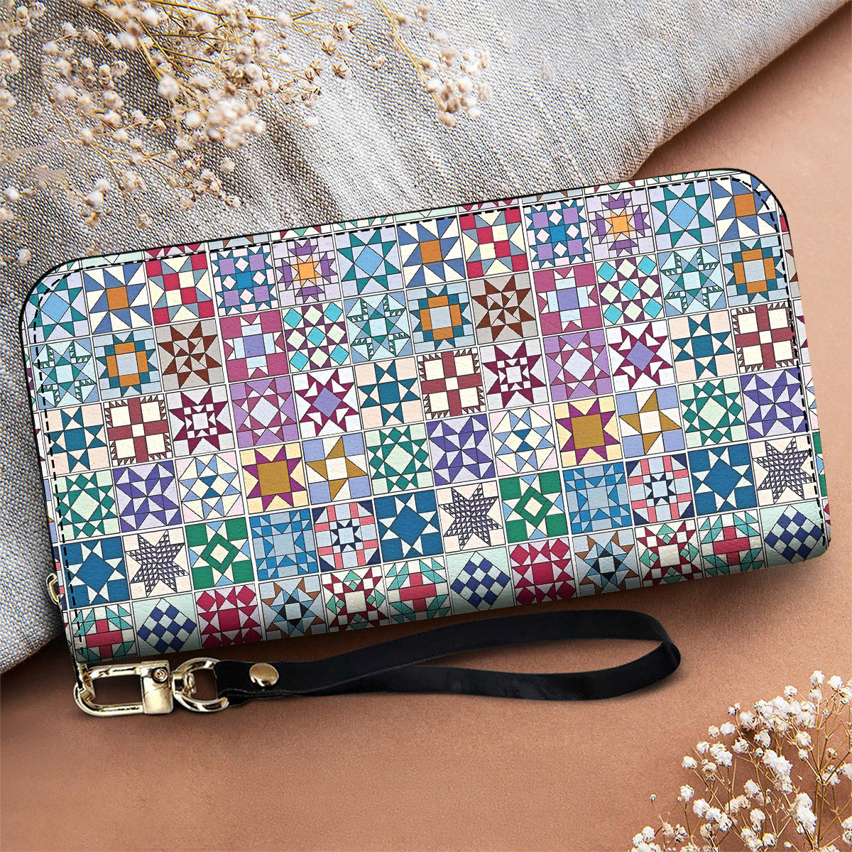 Sewing Lover Leather Wallet Traditional Quilt Blocks