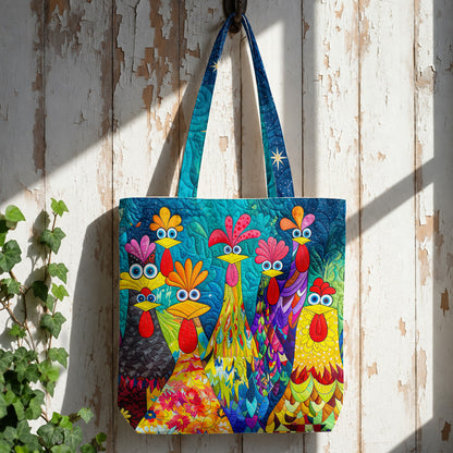 Chicken Canvas Tote Bag Colorful Chicken Garden