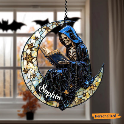 Book Lover 3D Glass Suncatcher – Personalized Lost in a Moonlit Story