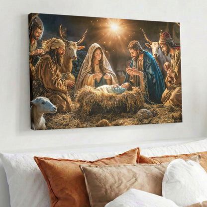 God Wooden-Framed Canvas Wall Art A Holy Night in Warm Light