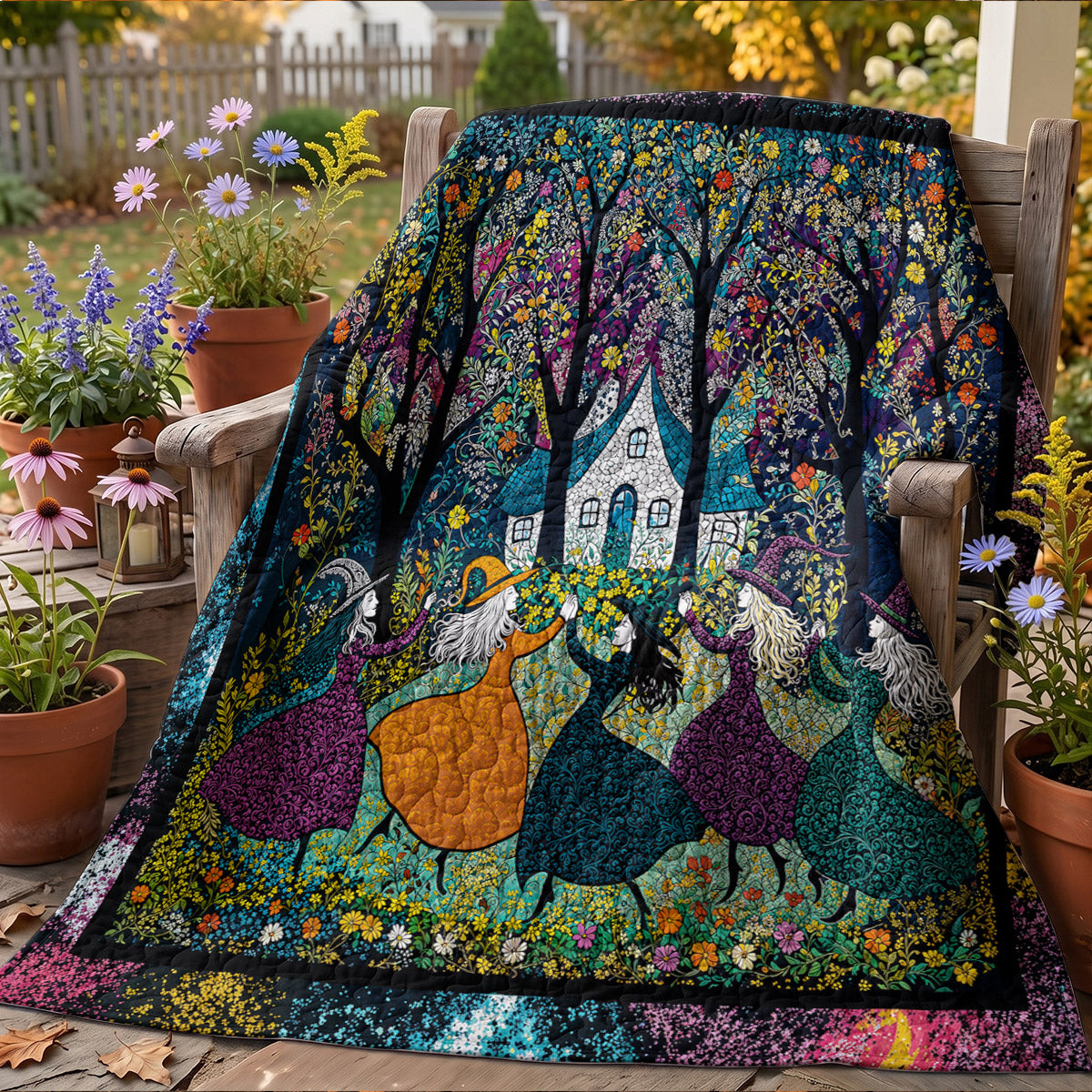 Witch Quilted Blanket Beautiful Witchy Woman Halloween Décor
