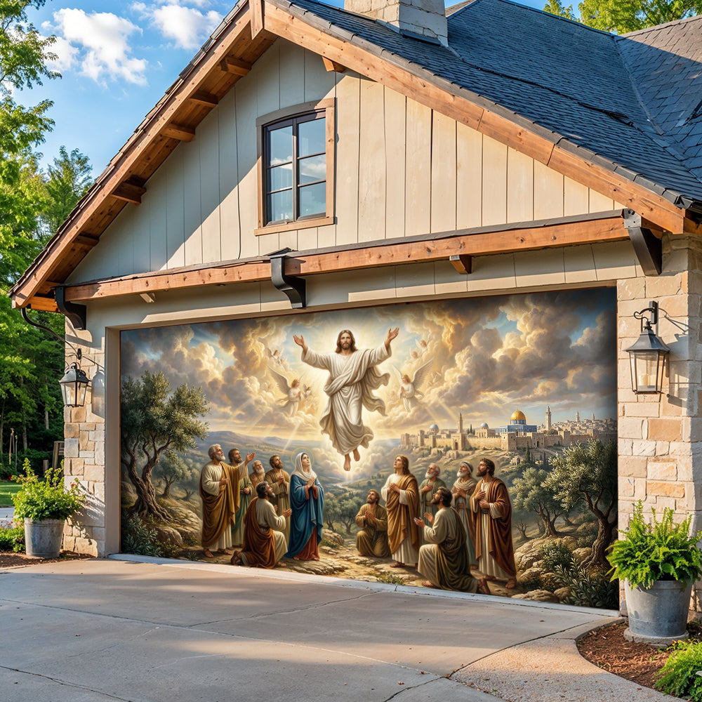 God Garage Door Banner Decoration - The Ascension on the Mount of Olives