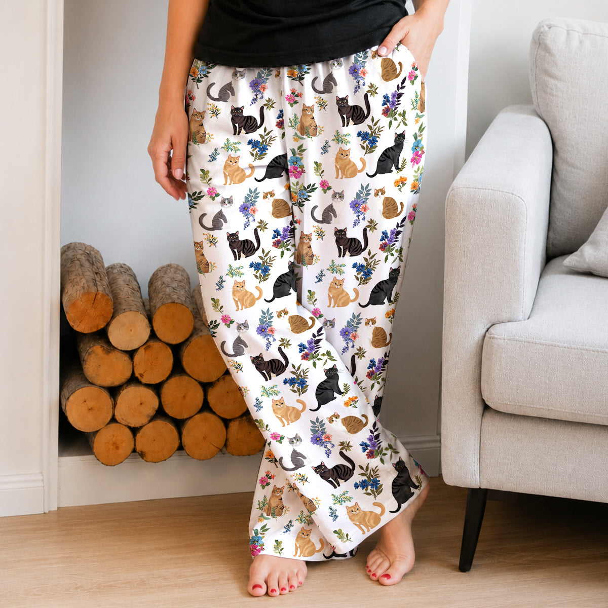 Cat Lounge Pants Garden Whiskers
