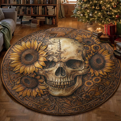 Gothic Round Rug Bloom Beyond the Bone Flat Print