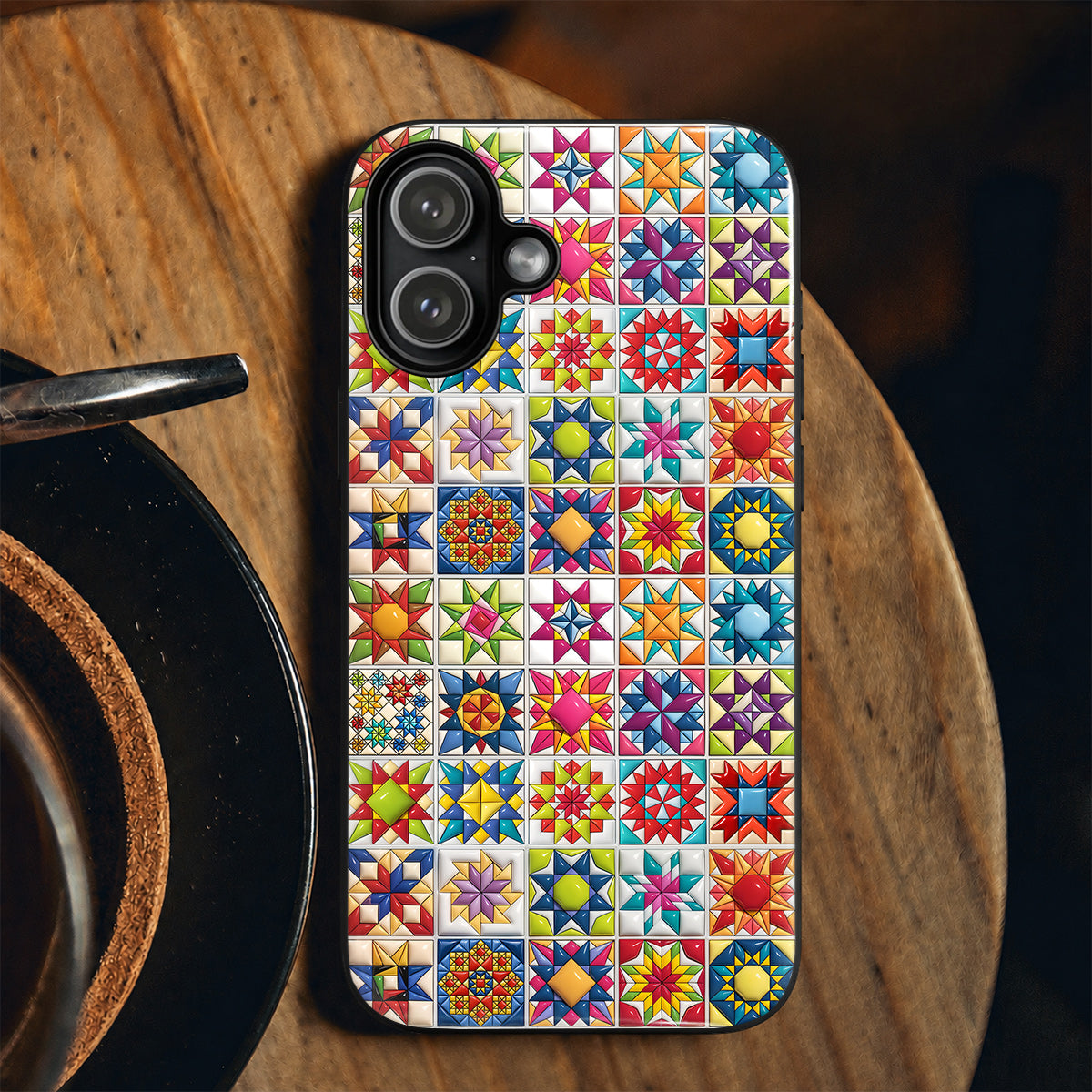 Sewing Lover Phone Case Colorful Super Star Quilt Blocks
