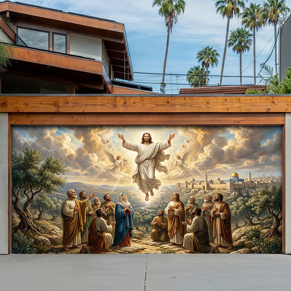God Garage Door Banner Decoration - The Ascension on the Mount of Olives