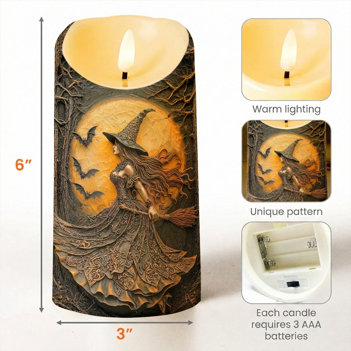 Witch of the Amber Moon LED Candle