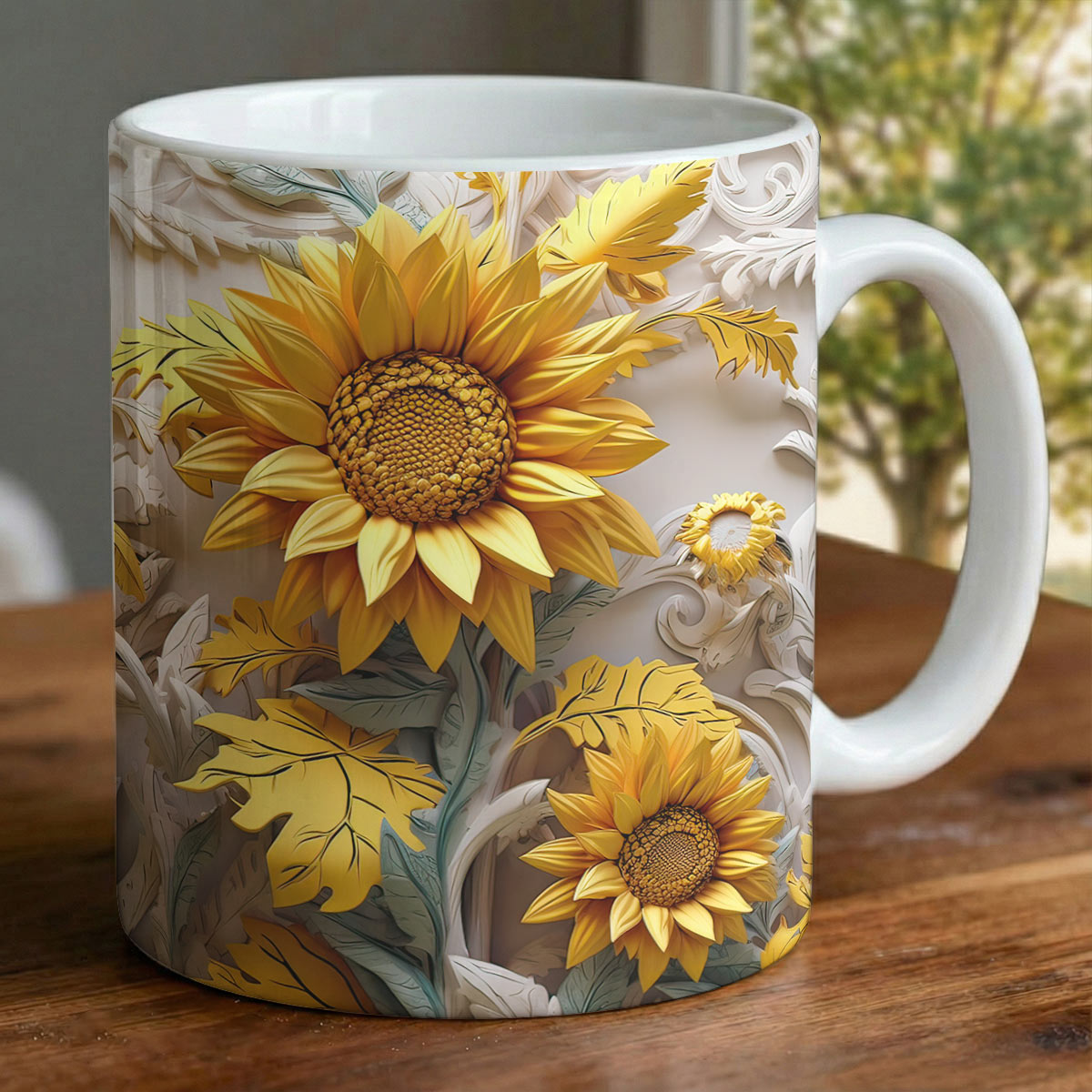 Sunflower Ceramic Mug Golden Sunflower Garden