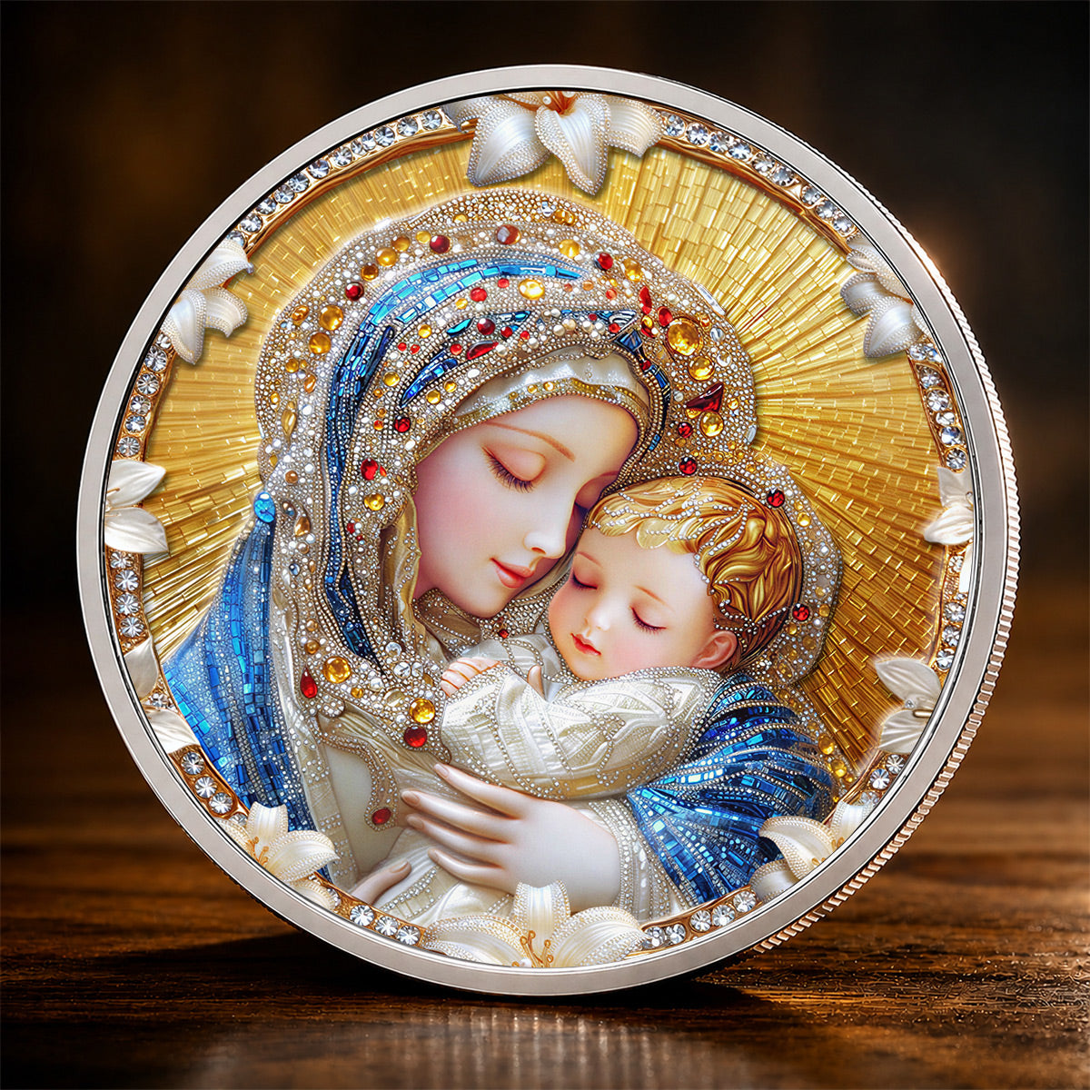 Our Lady of Grace Premium 3D Commemorative Coin – Hail Mary Prayer Keepsake
