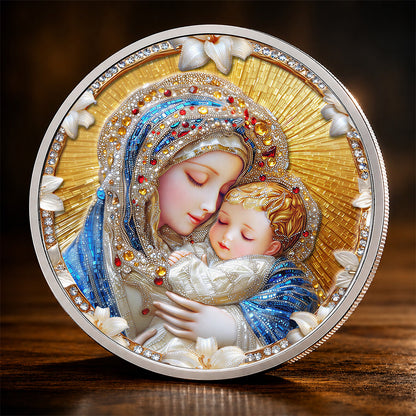 Our Lady of Grace Premium 3D Commemorative Coin – Hail Mary Prayer Keepsake
