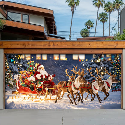 Christmas Garage Door Banner Decoration - Santa’s Magical Sleigh