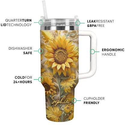 Personalized Golden Sunflower Garden 40 oz Tumbler