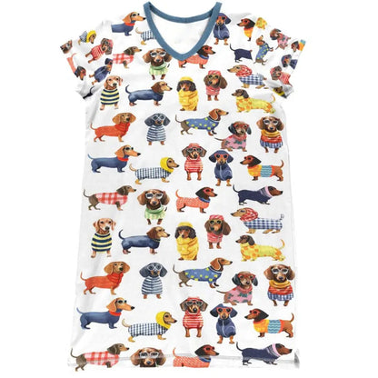 Dachshund V-neck Nightshirt Amazing Stylish Dachshunds