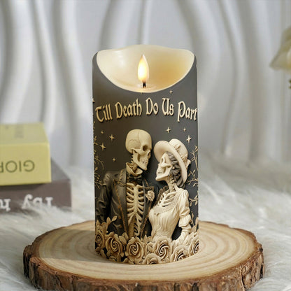 Till Death Do Us Part Personalized Skull LED Candle
