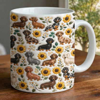 Dachshund 11Oz Mug Dachshunds Among Sunflowers