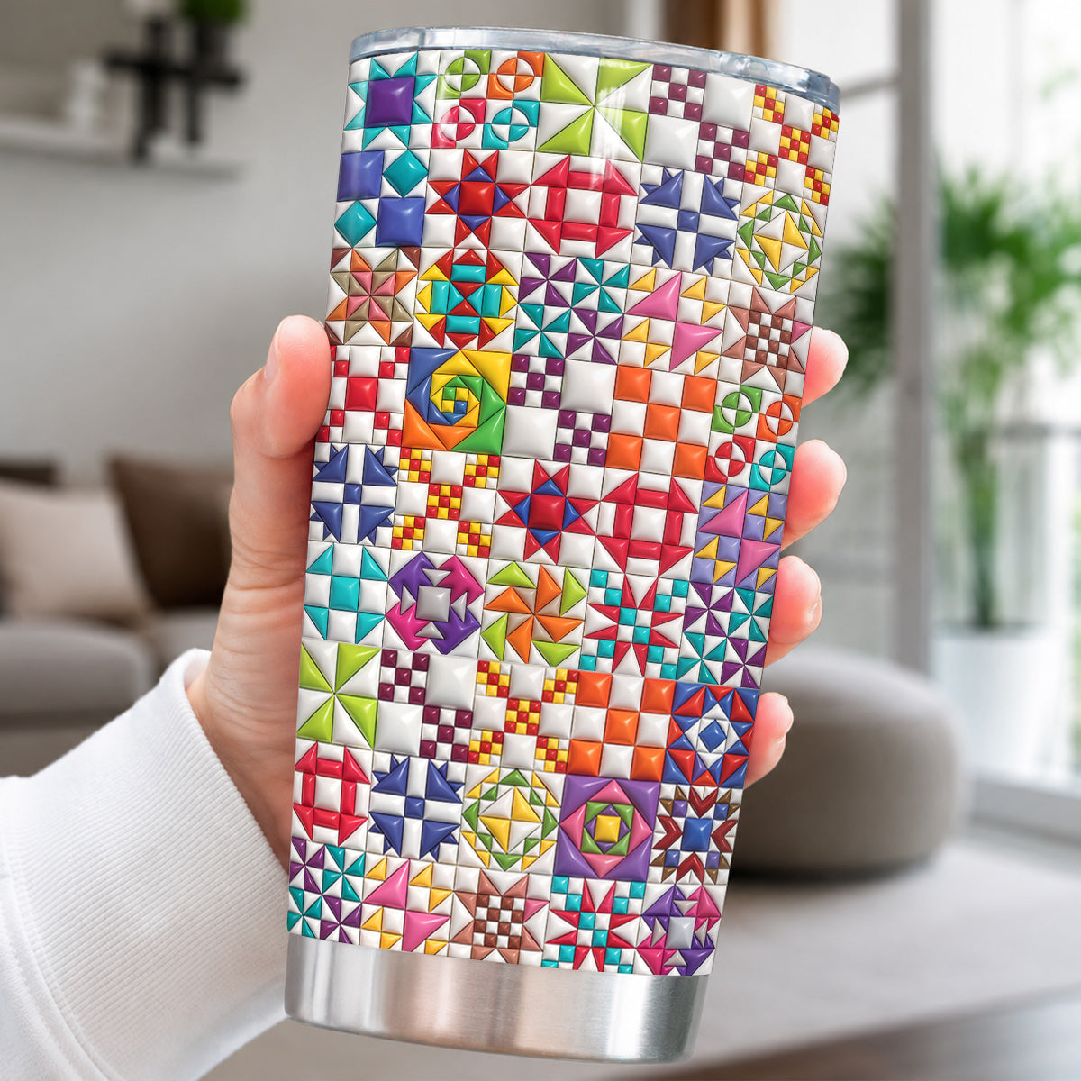 Sewing Lover 20 oz Tumbler Colorful Quilt Blocks