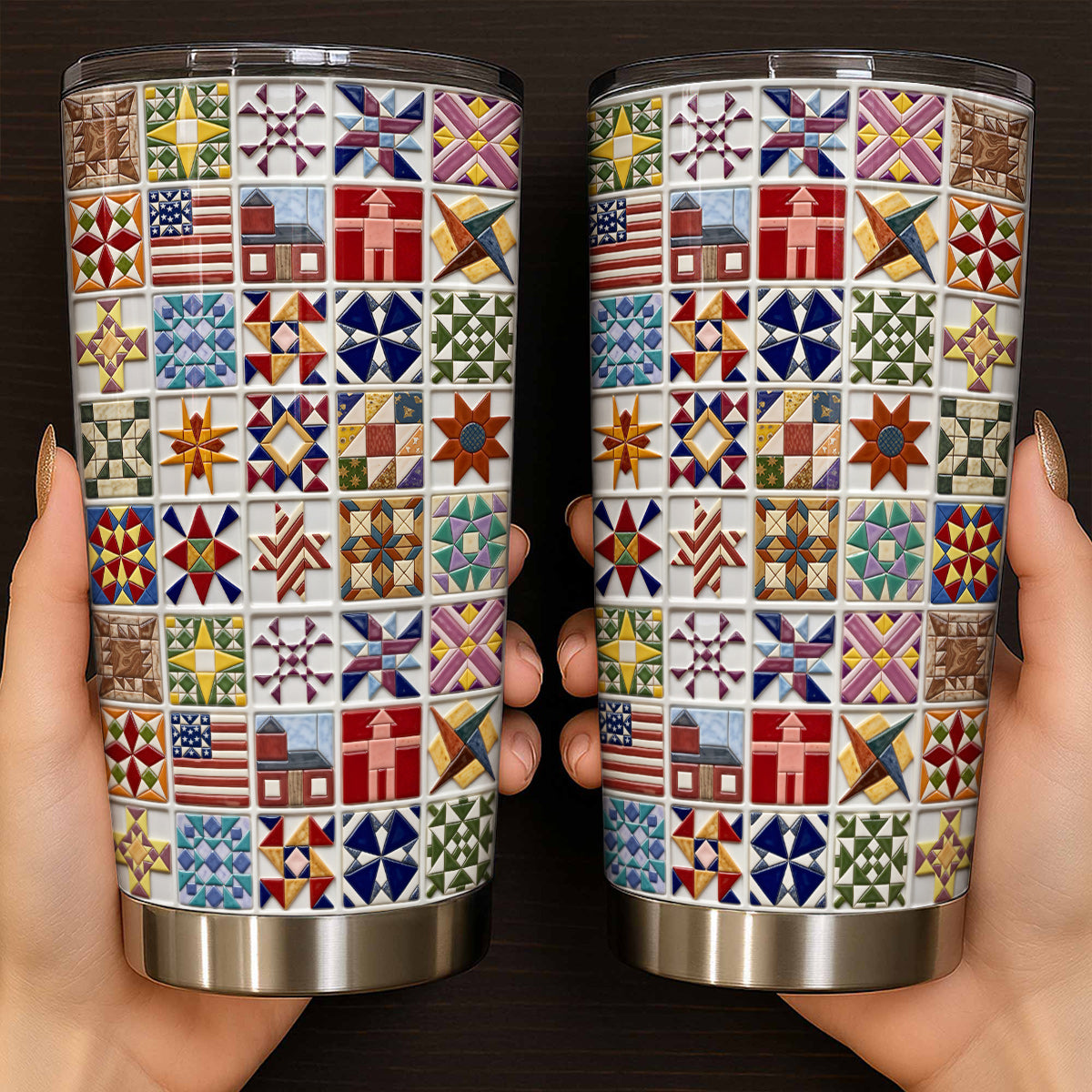 Sewing Lover 20 oz Tumbler Vintage Quilt Blocks