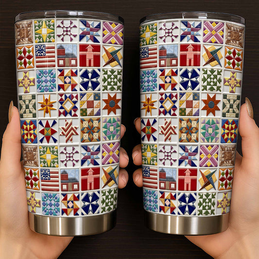 Sewing Lover 20 oz Tumbler Vintage Quilt Blocks
