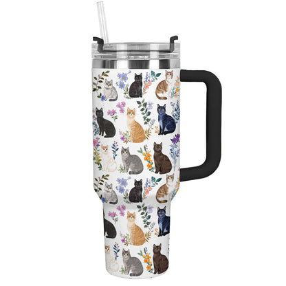 Cat 40 oz Tumbler Charming Floral Cats