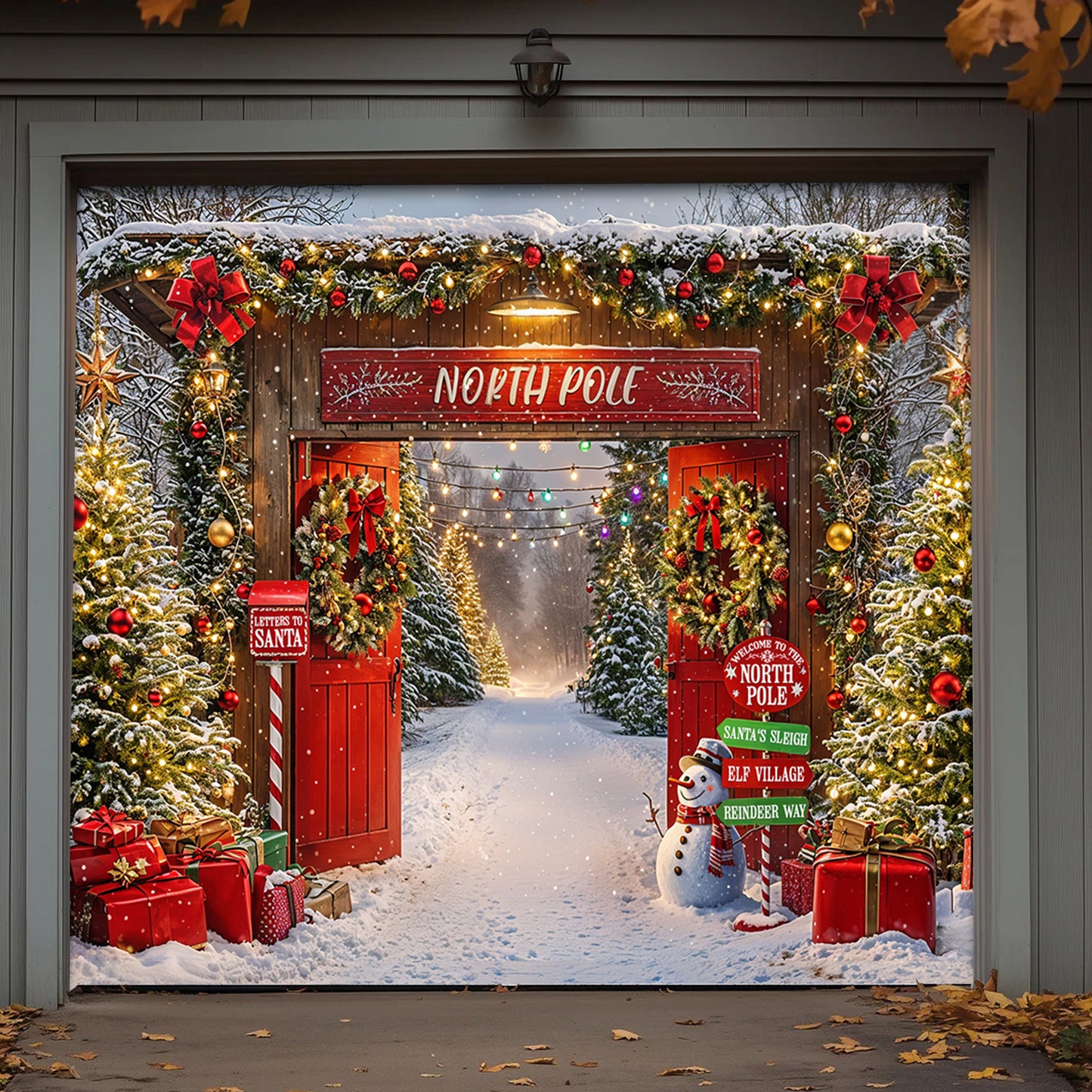 Christmas Garage Door Banner Decoration - Gateway to the North Pole Magic