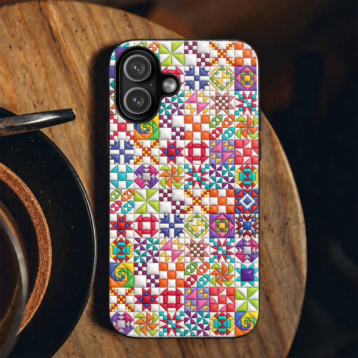 Sewing Lover Phone Case Colorful Quilt Blocks