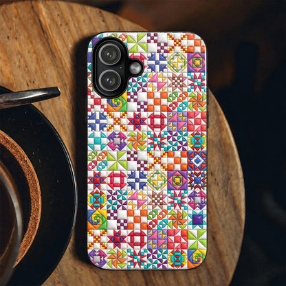 Sewing Lover Phone Case Colorful Quilt Blocks