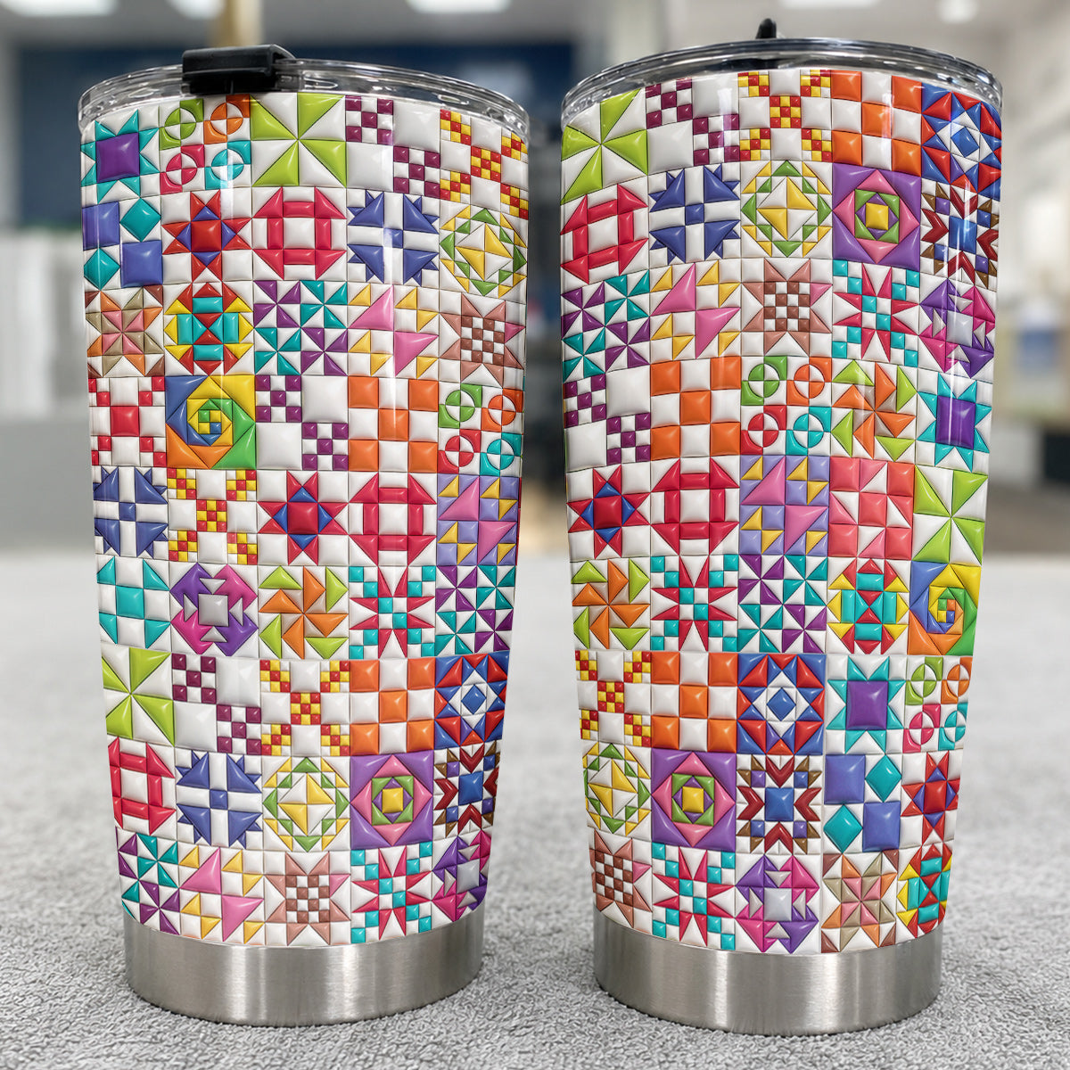 Sewing Lover 20 oz Tumbler Colorful Quilt Blocks