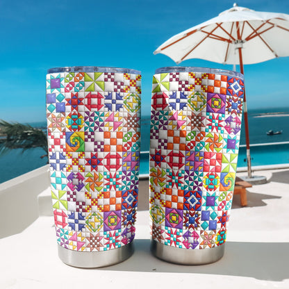 Sewing Lover 20 oz Tumbler Colorful Quilt Blocks