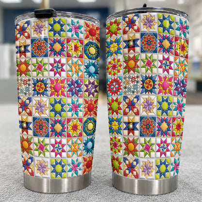 Sewing Lover 20 oz Tumbler Colorful Star Quilt Blocks