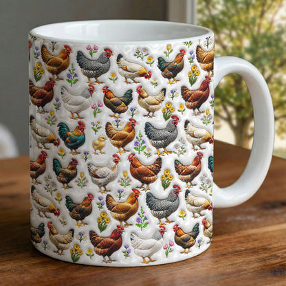 Chicken Ceramic Mug Country Chickens In Bloom